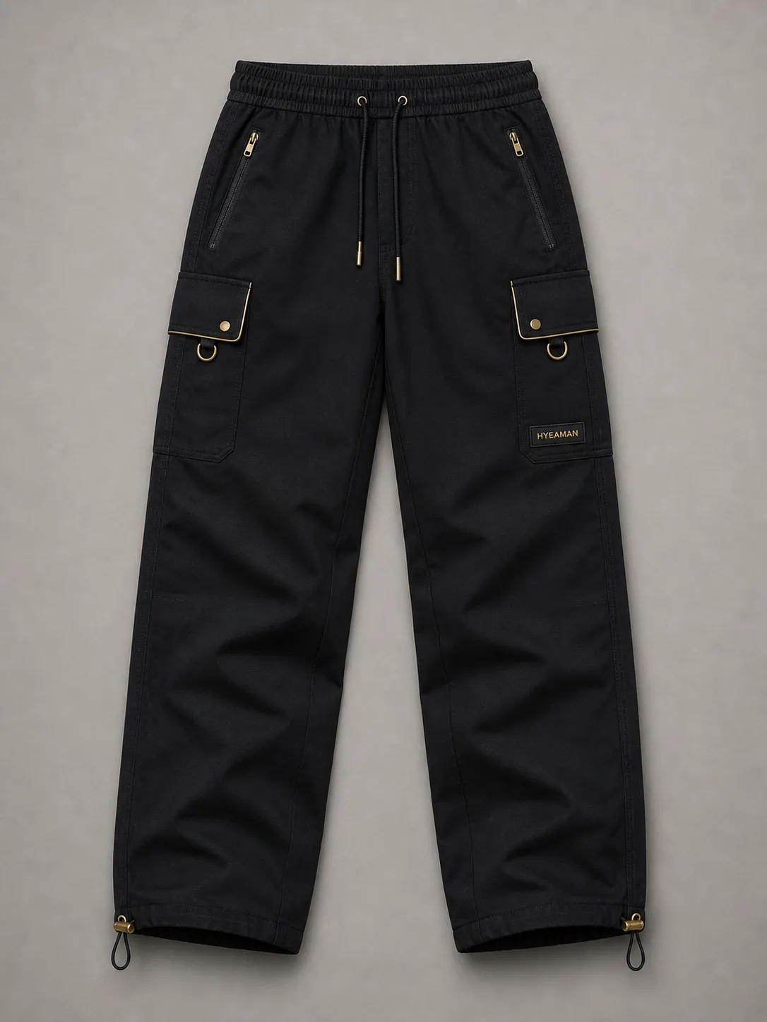 HYEAMAN Black Cargo Pants