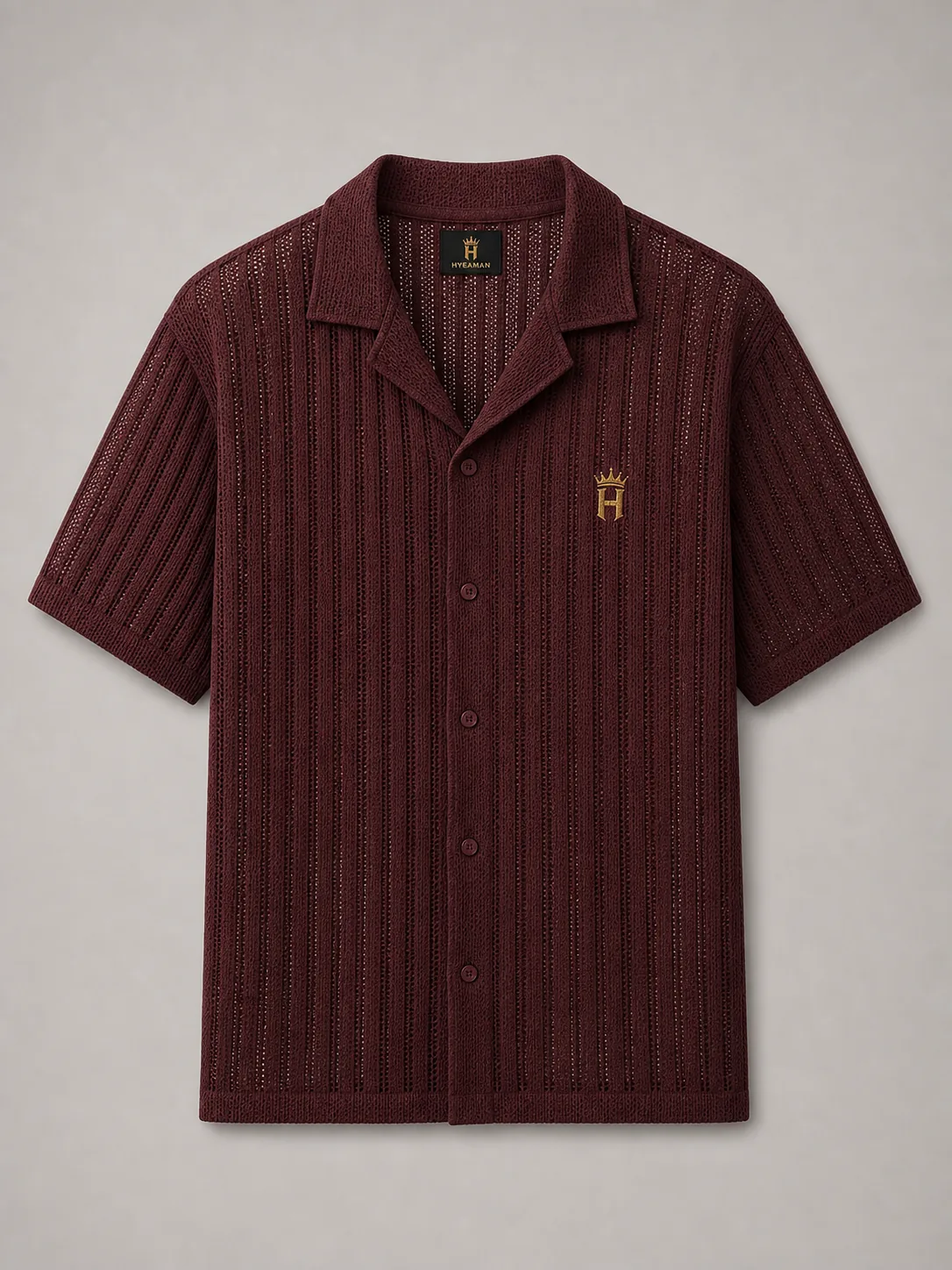 Burgundy Open-Knit Resort Shirt