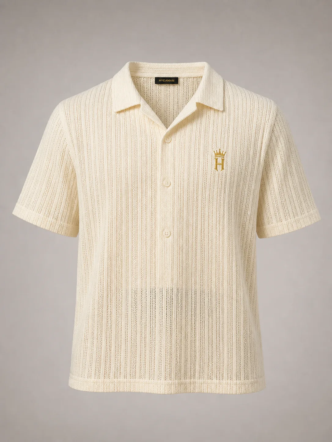 Ivory Rib Knit Polo