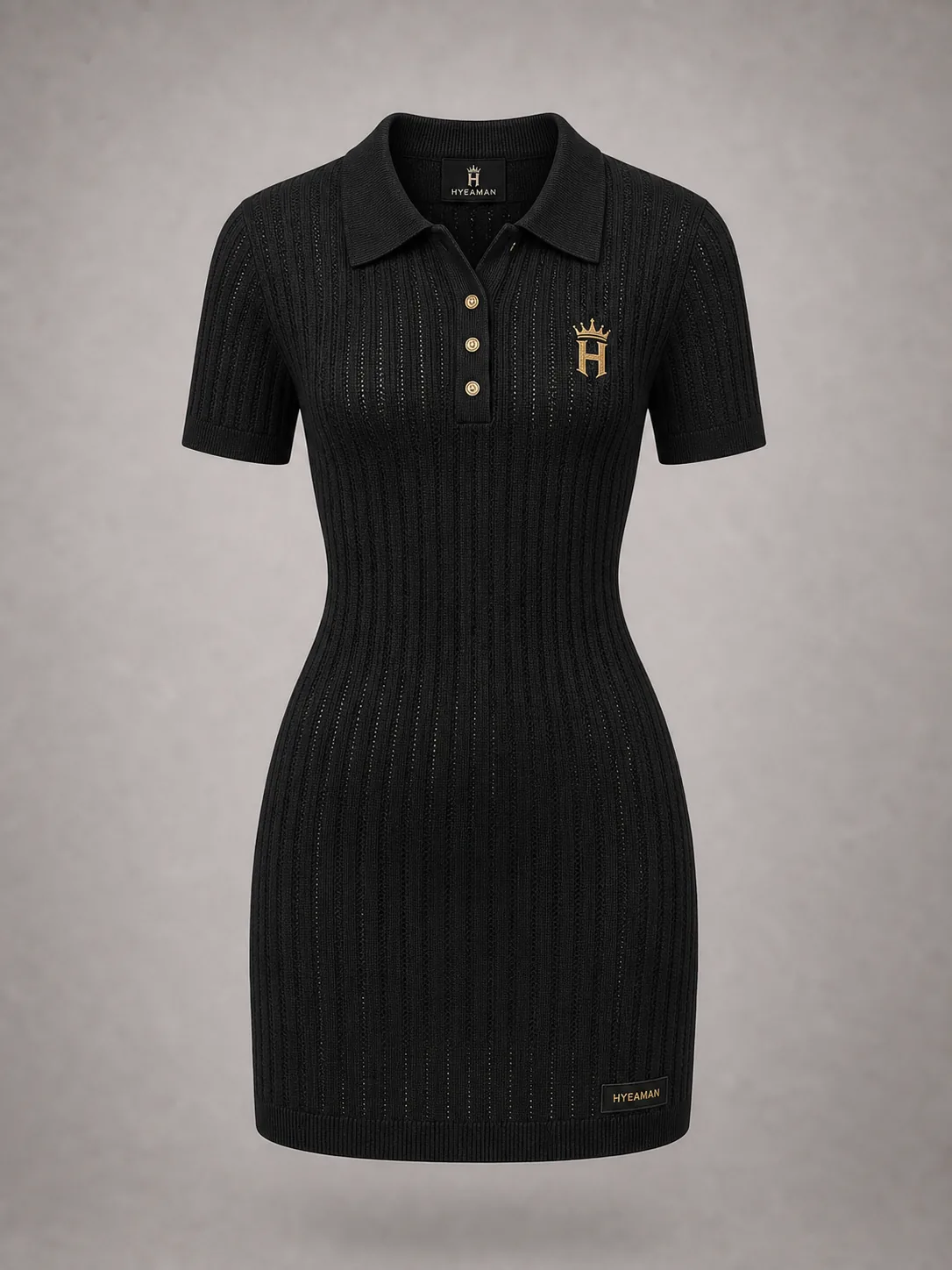 Ladies Black Rib Knit Mini Dress