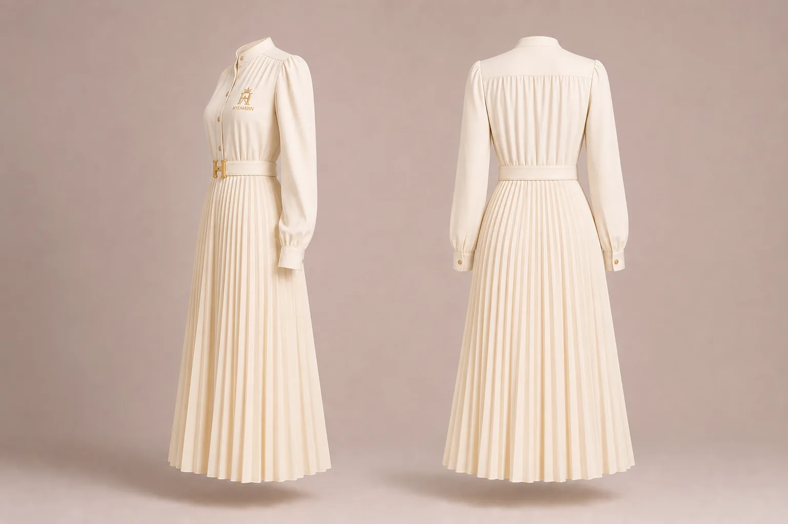 Ivory Vision Dress side and back views