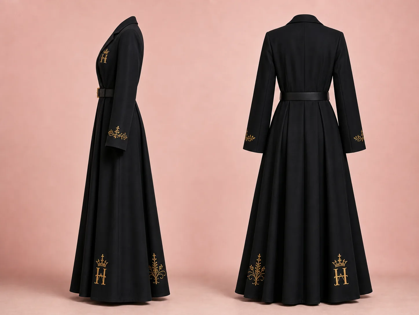 Noir Dynasty Maxi Dress side and back views