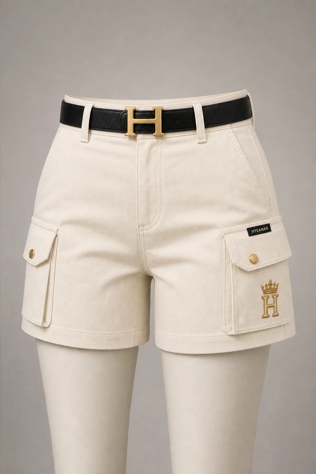 Ladies Ivory Cargo Shorts