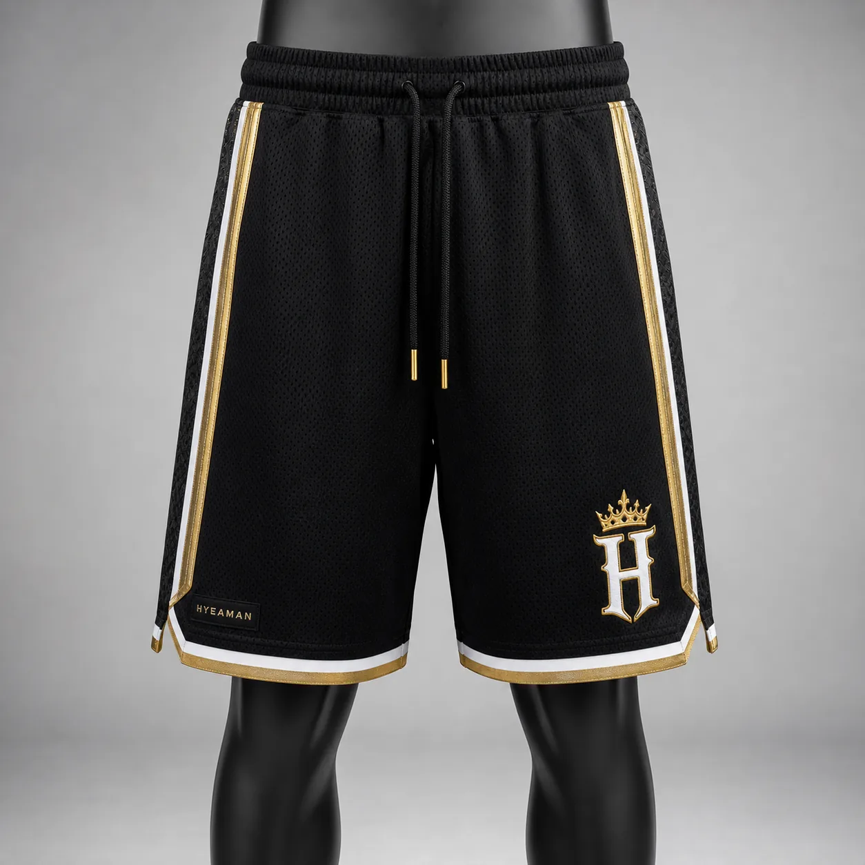 Men Black Gold Basketball Shorts