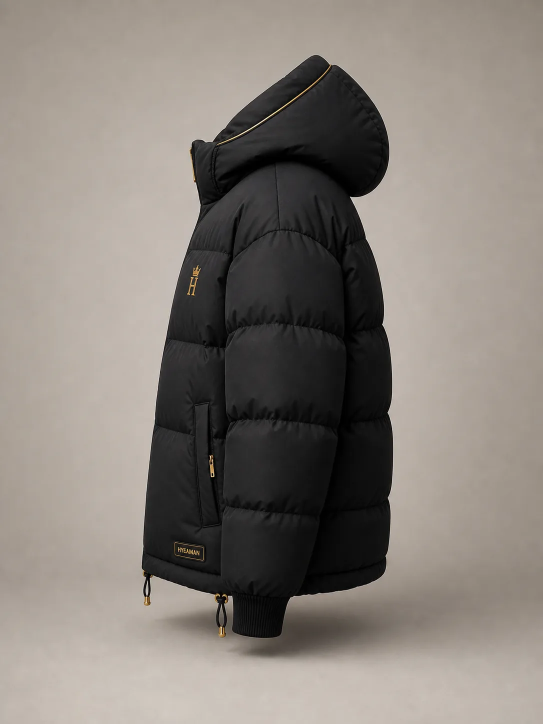 Unisex Black Technical Puffer side view