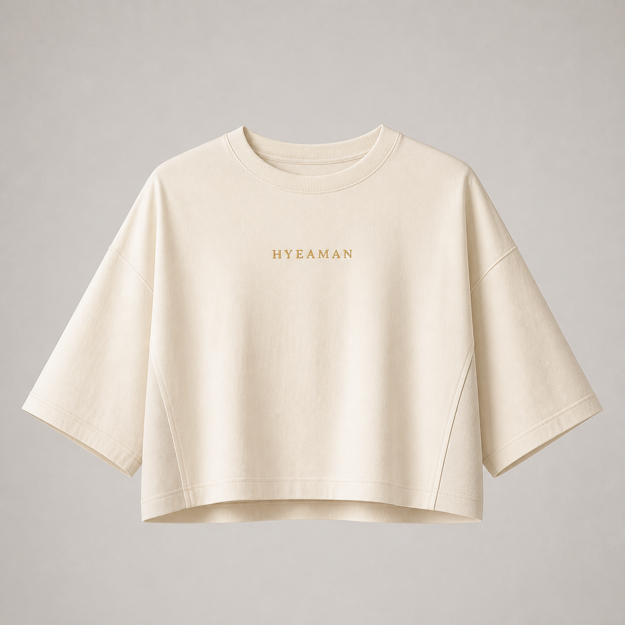 Womens Cropped Ivory Tee Wordmark Single