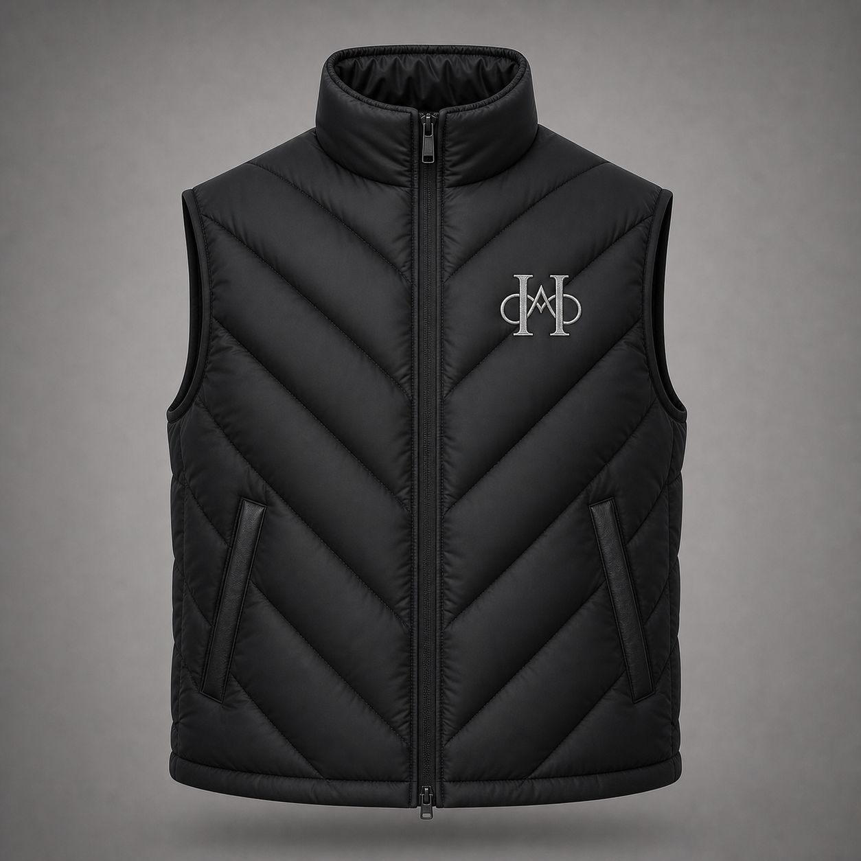 Black Technical Puffer Vest Monogram Single
