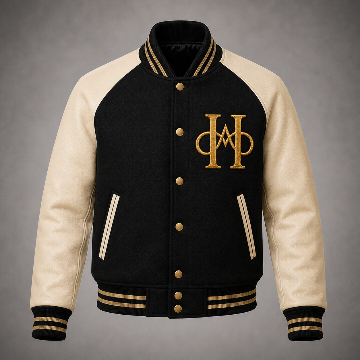 Black Ivory Crest Varsity Monogram Single