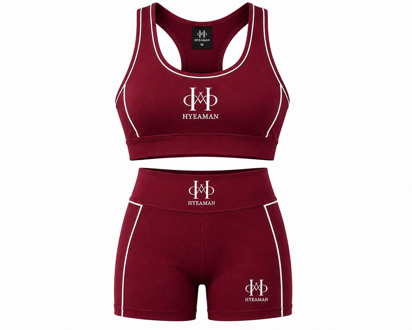 Active Burgundy Bra Shorts Set