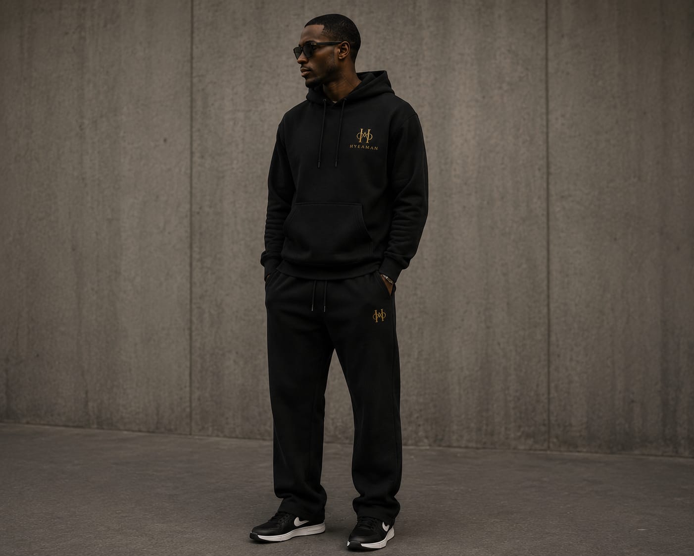 Black Hoodie Jogger Set Lifestyle