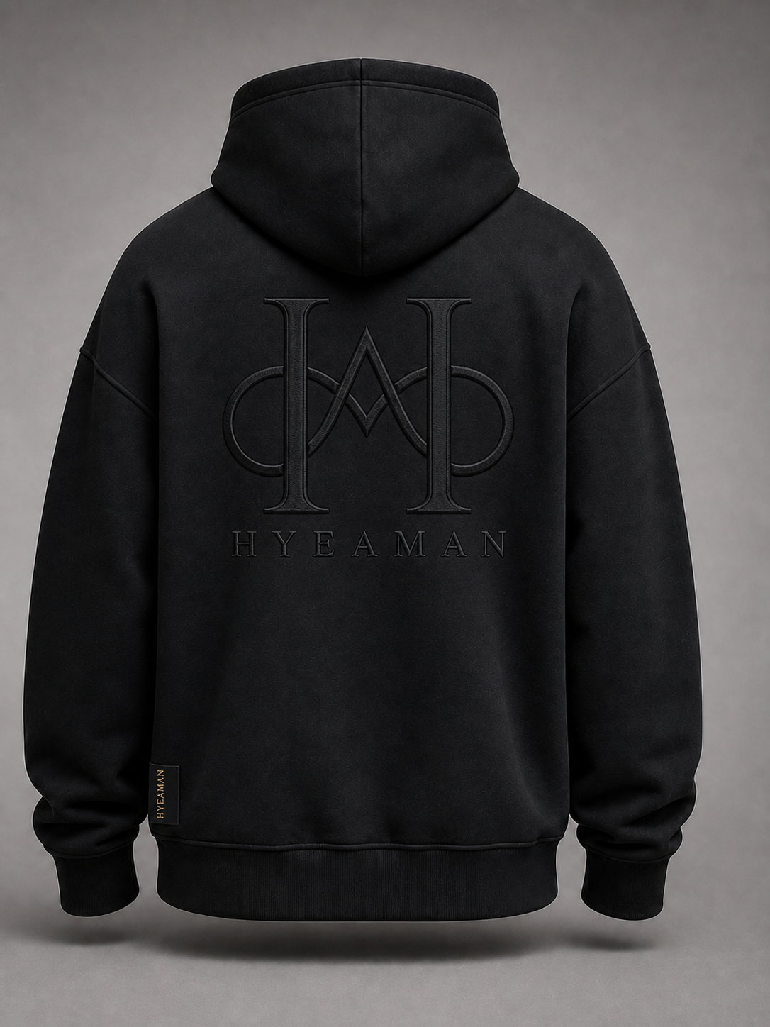 Classic Crown Hoodie Back View Tonal Monogram Label Concept