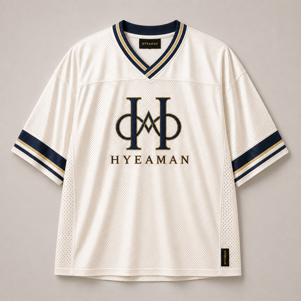 Ivory Varsity Mesh Jersey Monogram Label Concept Single