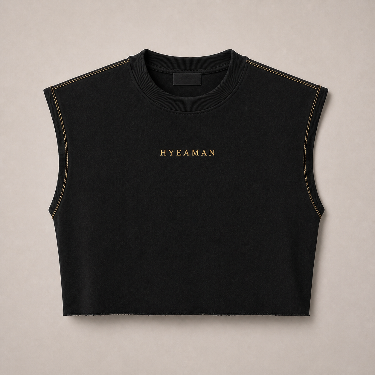 Ladies Black Cropped Muscle Tee Wordmark Concept Single
