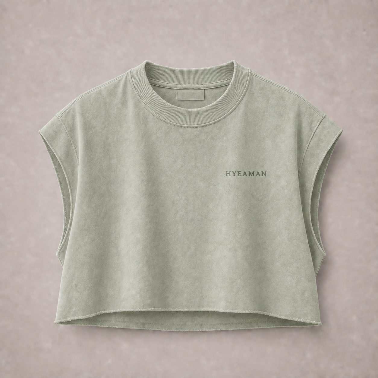 Ladies Sage Cropped Muscle Tee Wordmark Concept Single