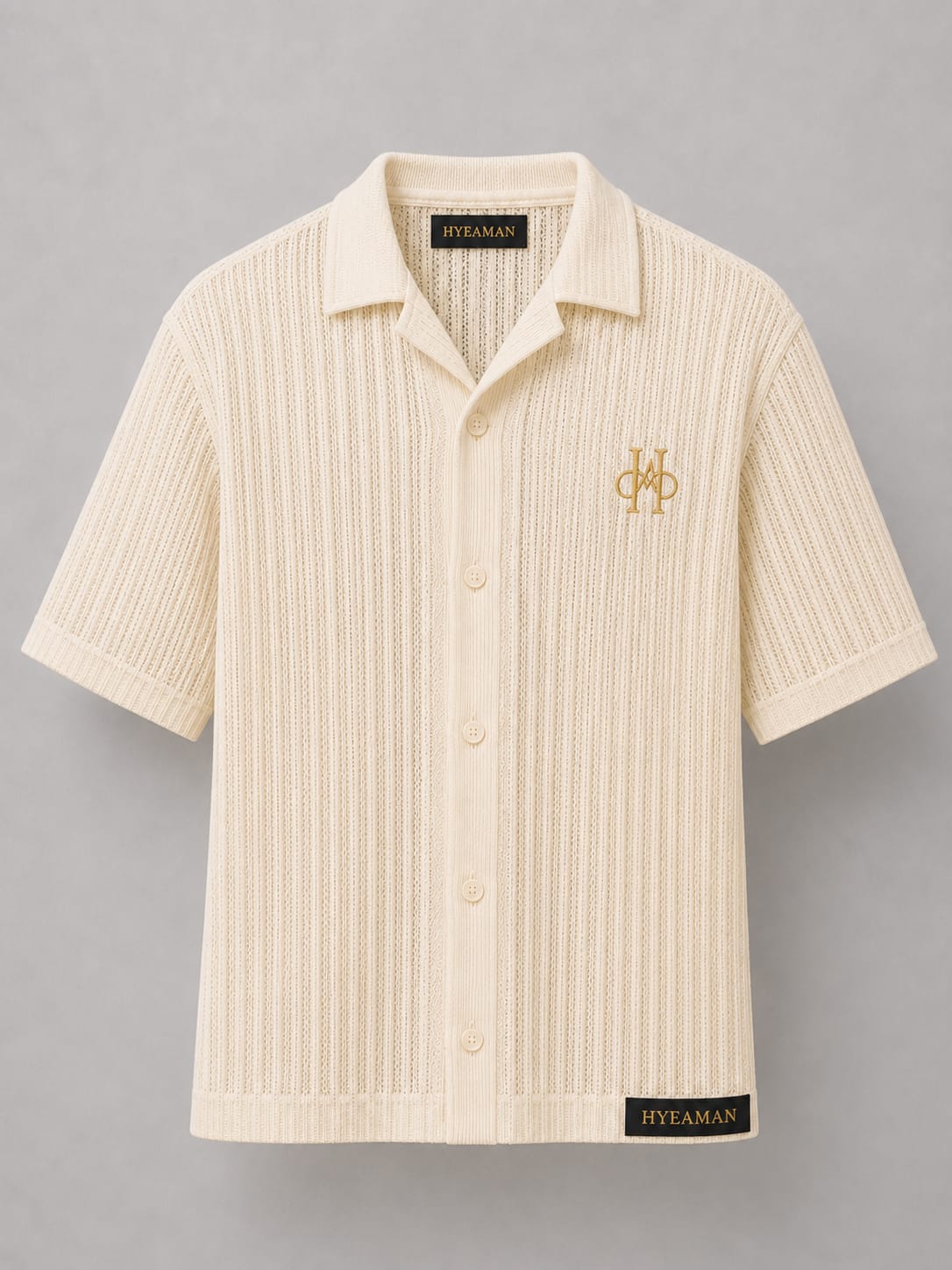 Ivory Ribbed Camp Shirt