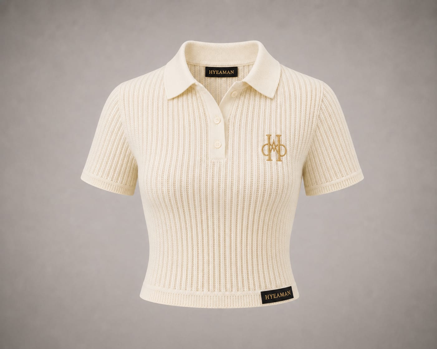 Ivory Ribbed Cropped Polo