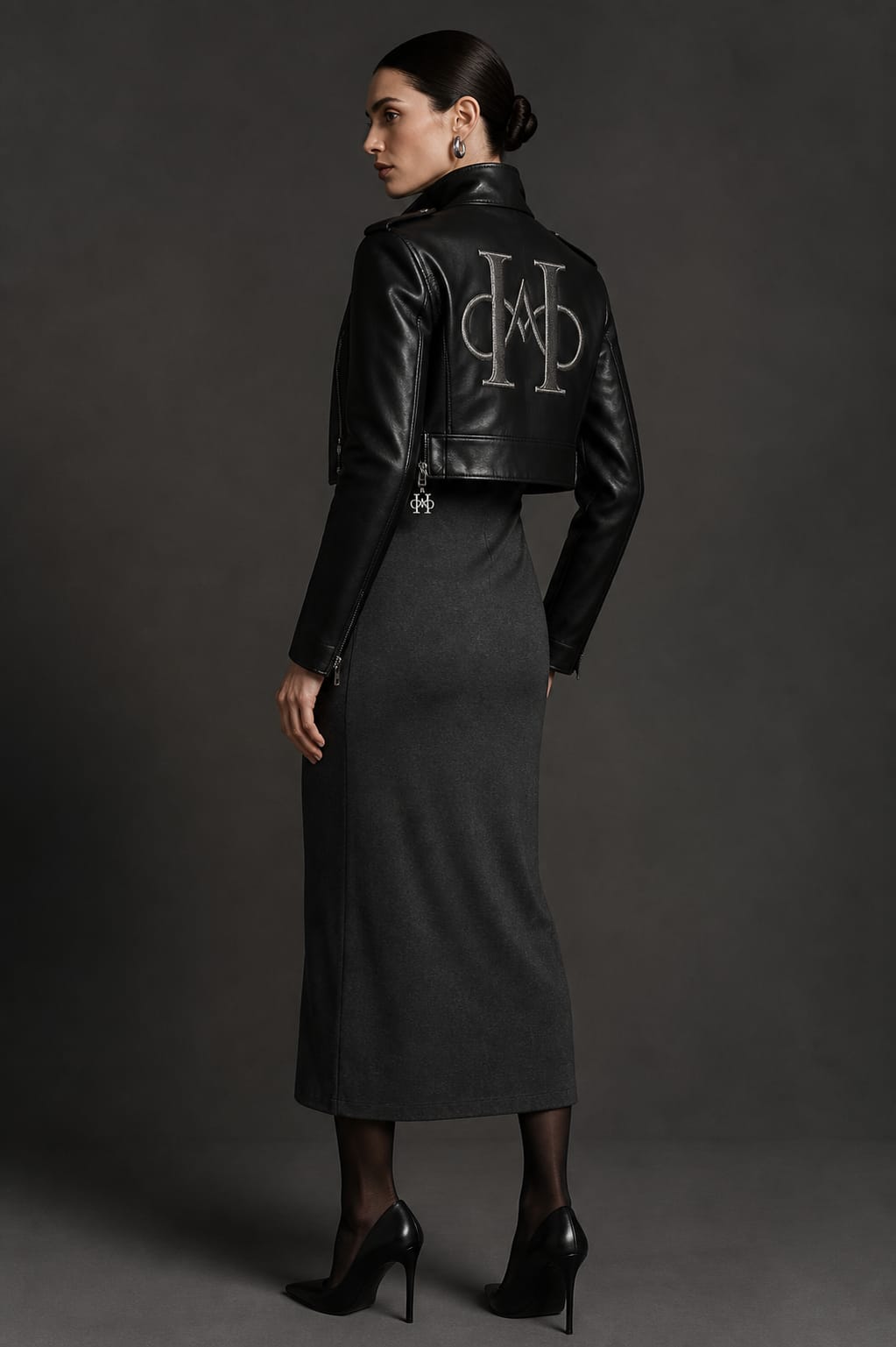 Tailored Black Logo Blazer Skirt Set