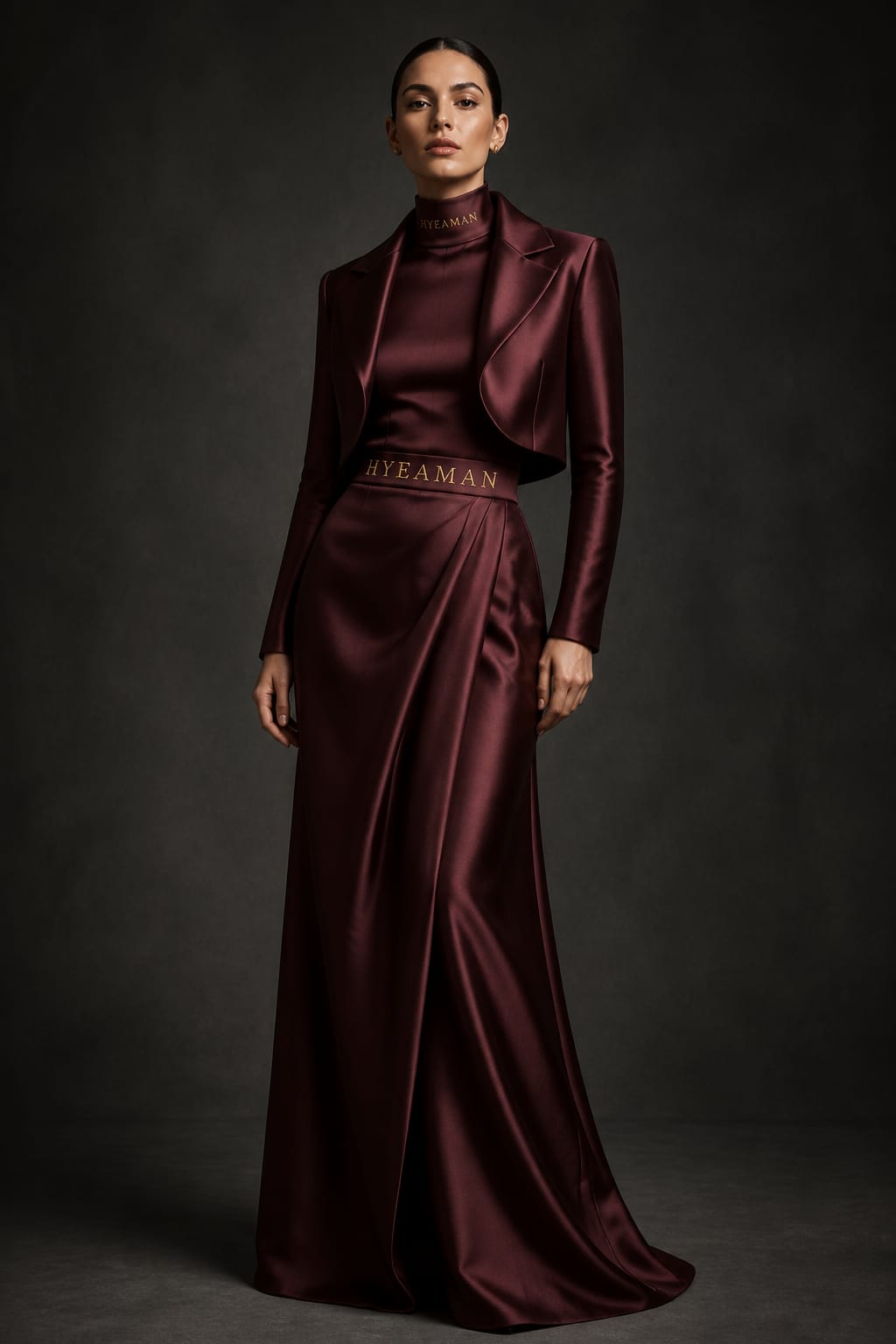 Tailored Burgundy Satin Blazer Trouser Set