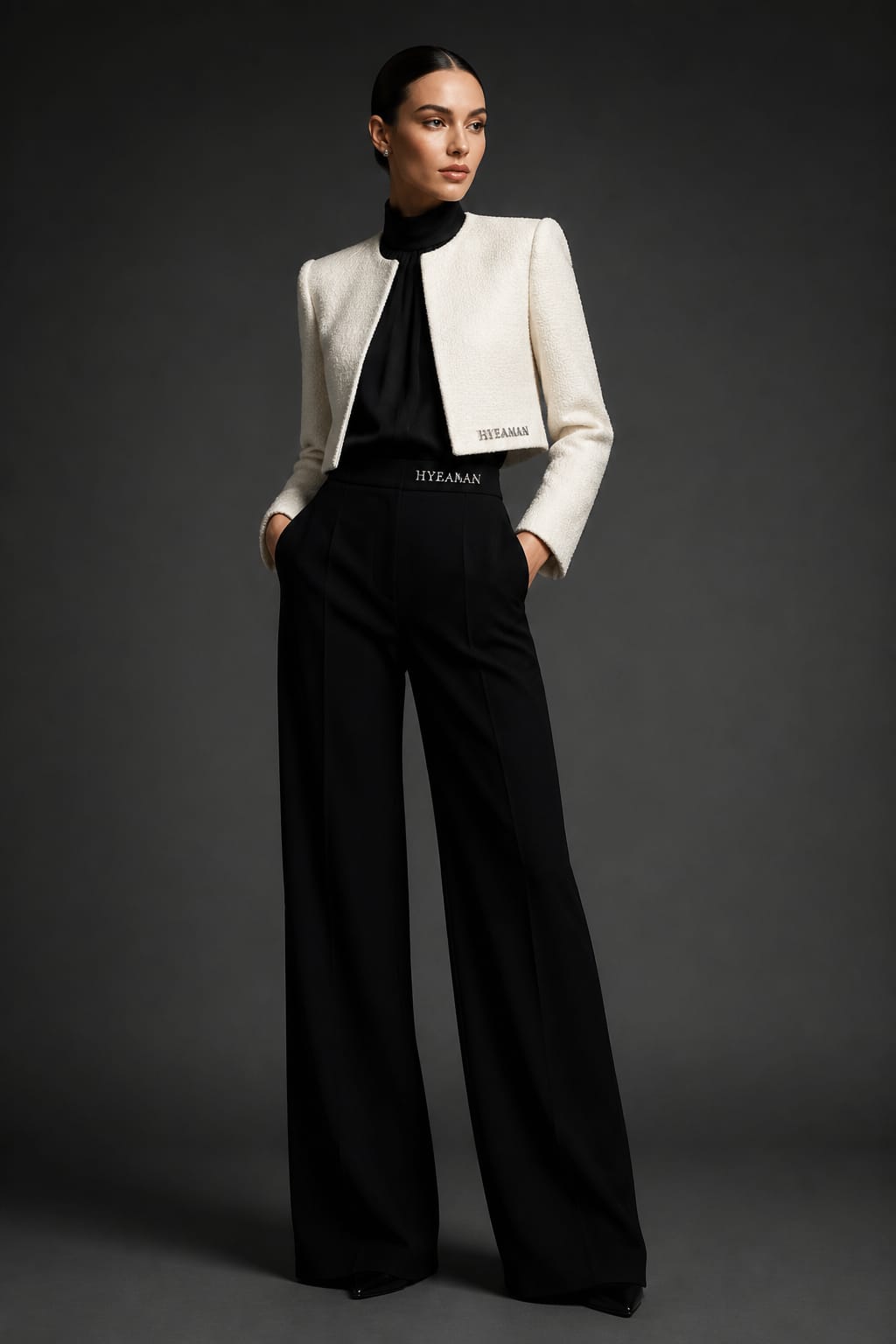 Tailored Ivory Cropped Blazer Trouser Set