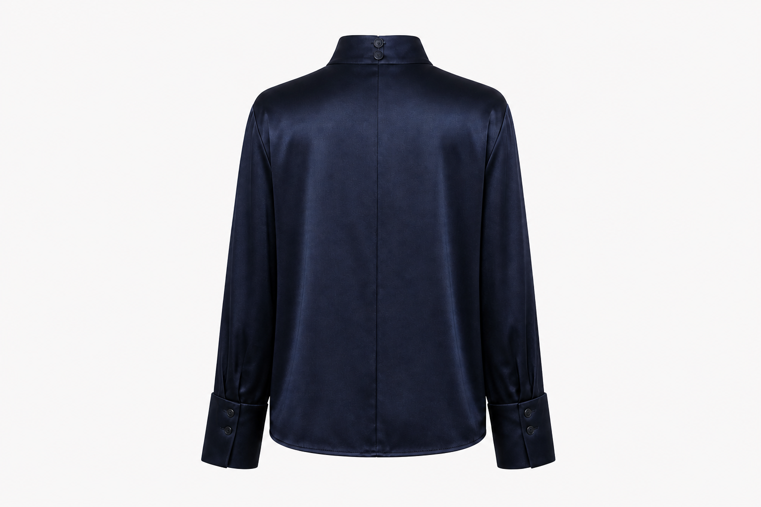 Navy Satin High-Neck Blouse Back