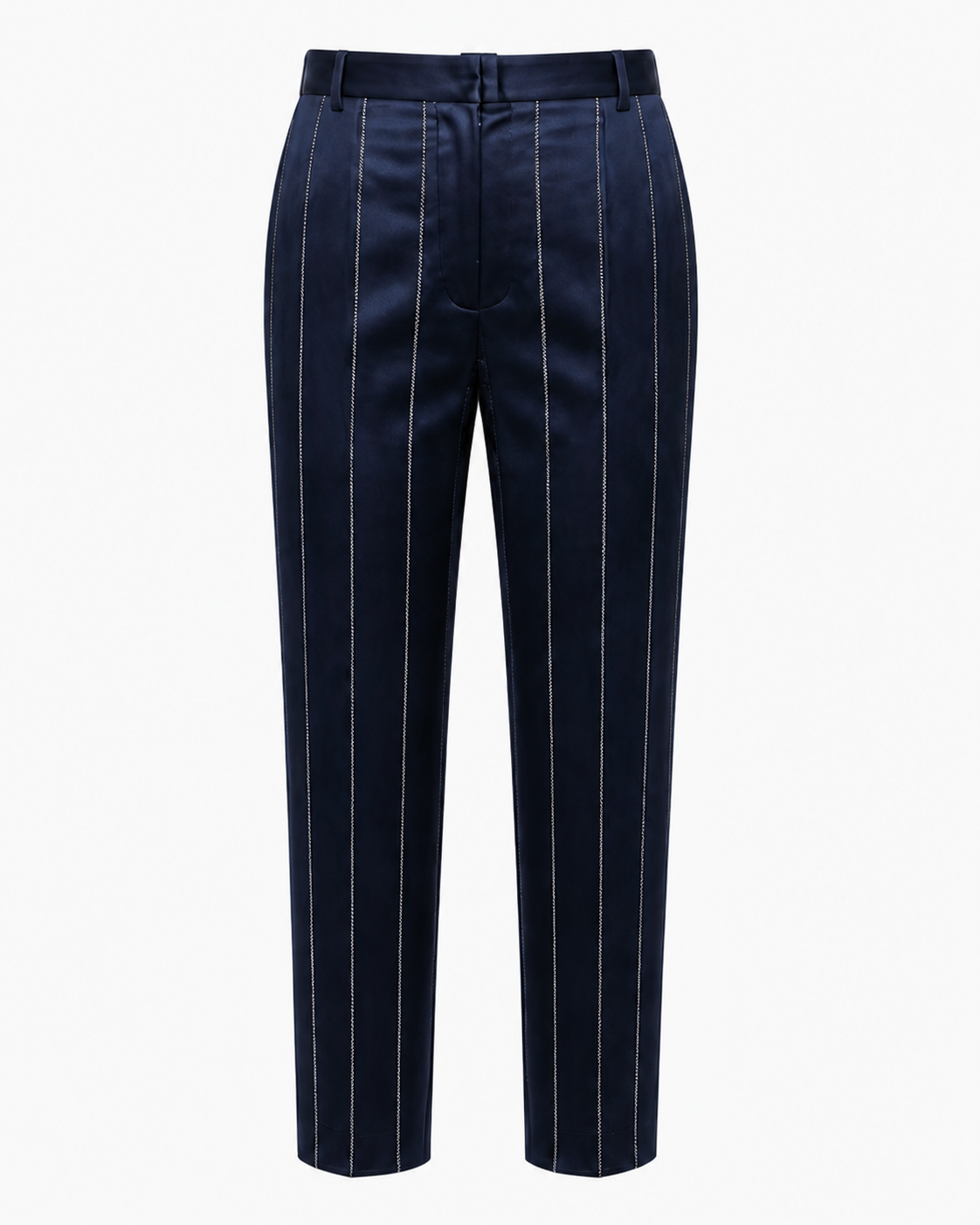 Navy Satin Pinstripe Trousers