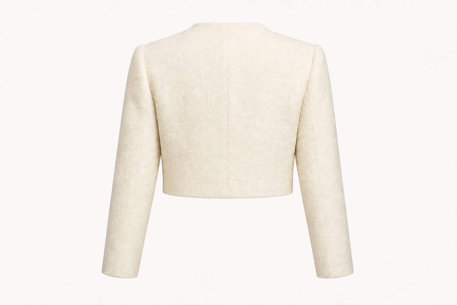 Ivory Boucle Cropped Jacket Back