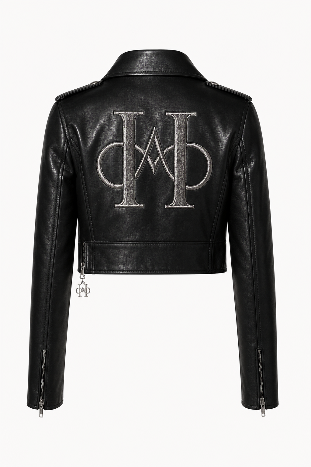 Black Leather Biker Jacket Back