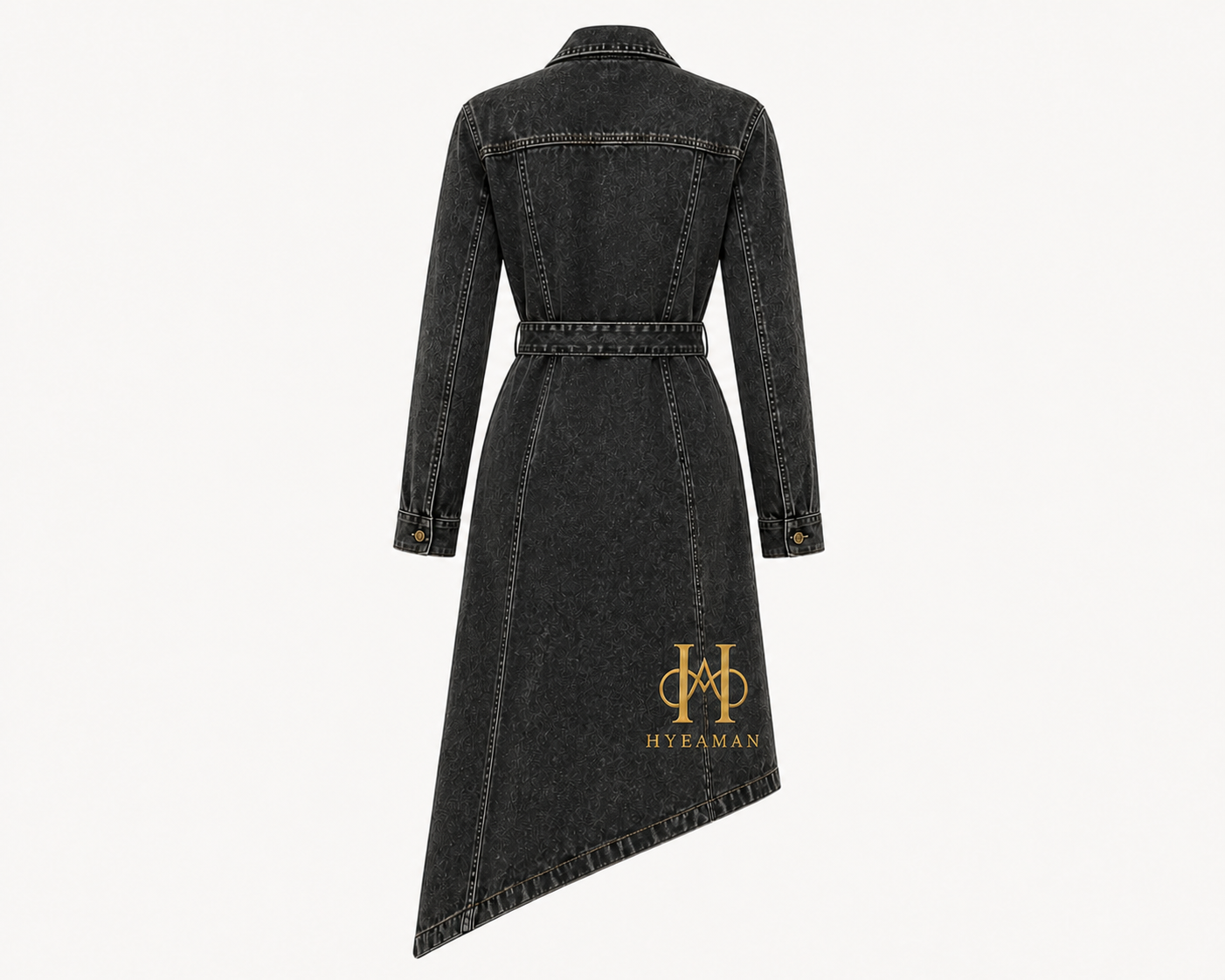 Charcoal Denim Asymmetric Dress Back
