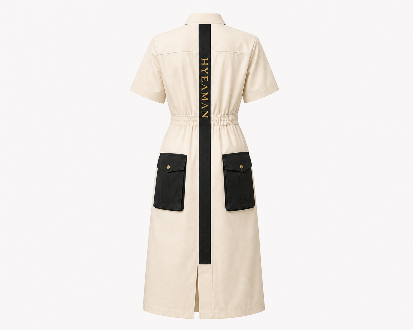 Cream Utility Shirt Dress Back