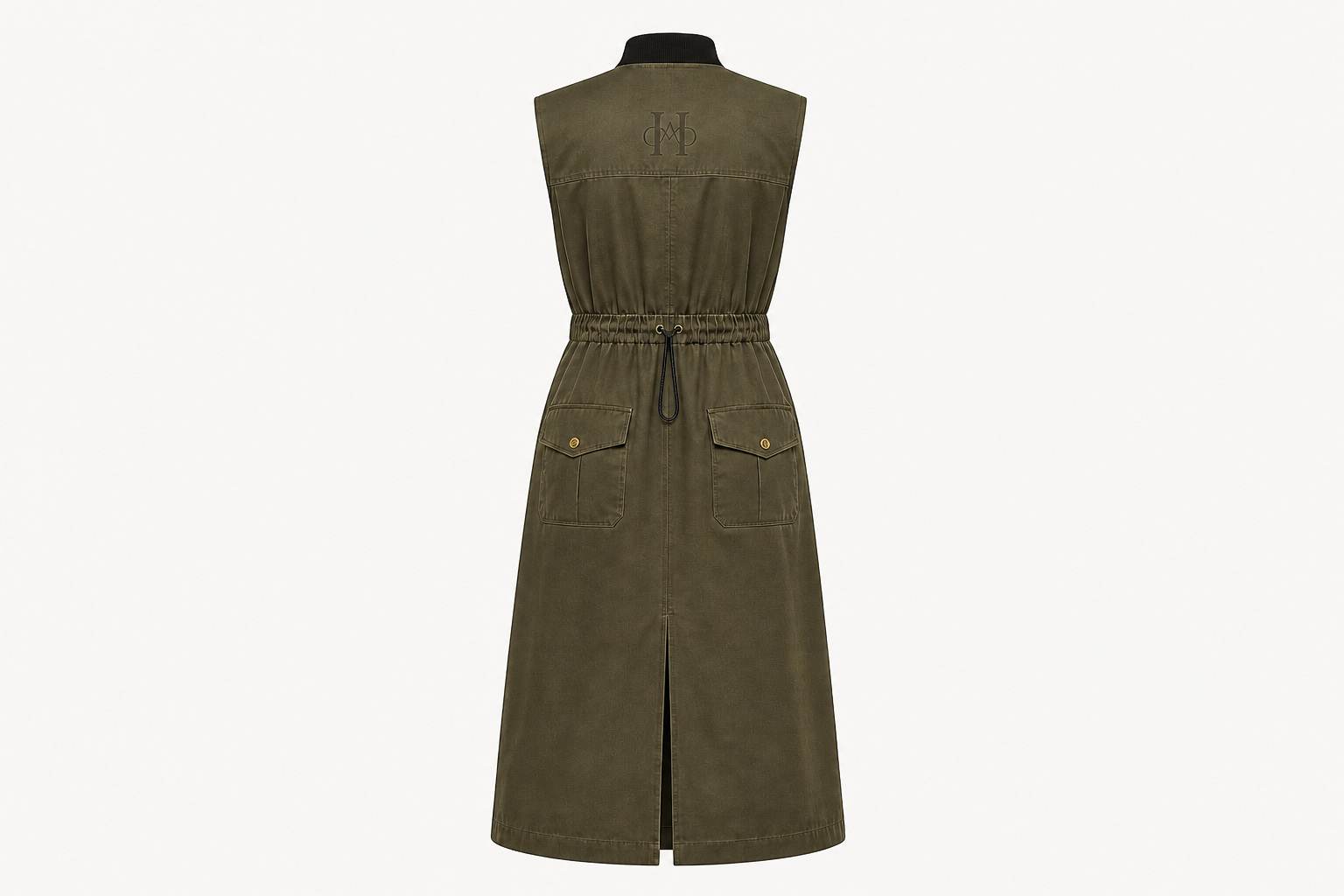 Olive Utility Midi Dress Back
