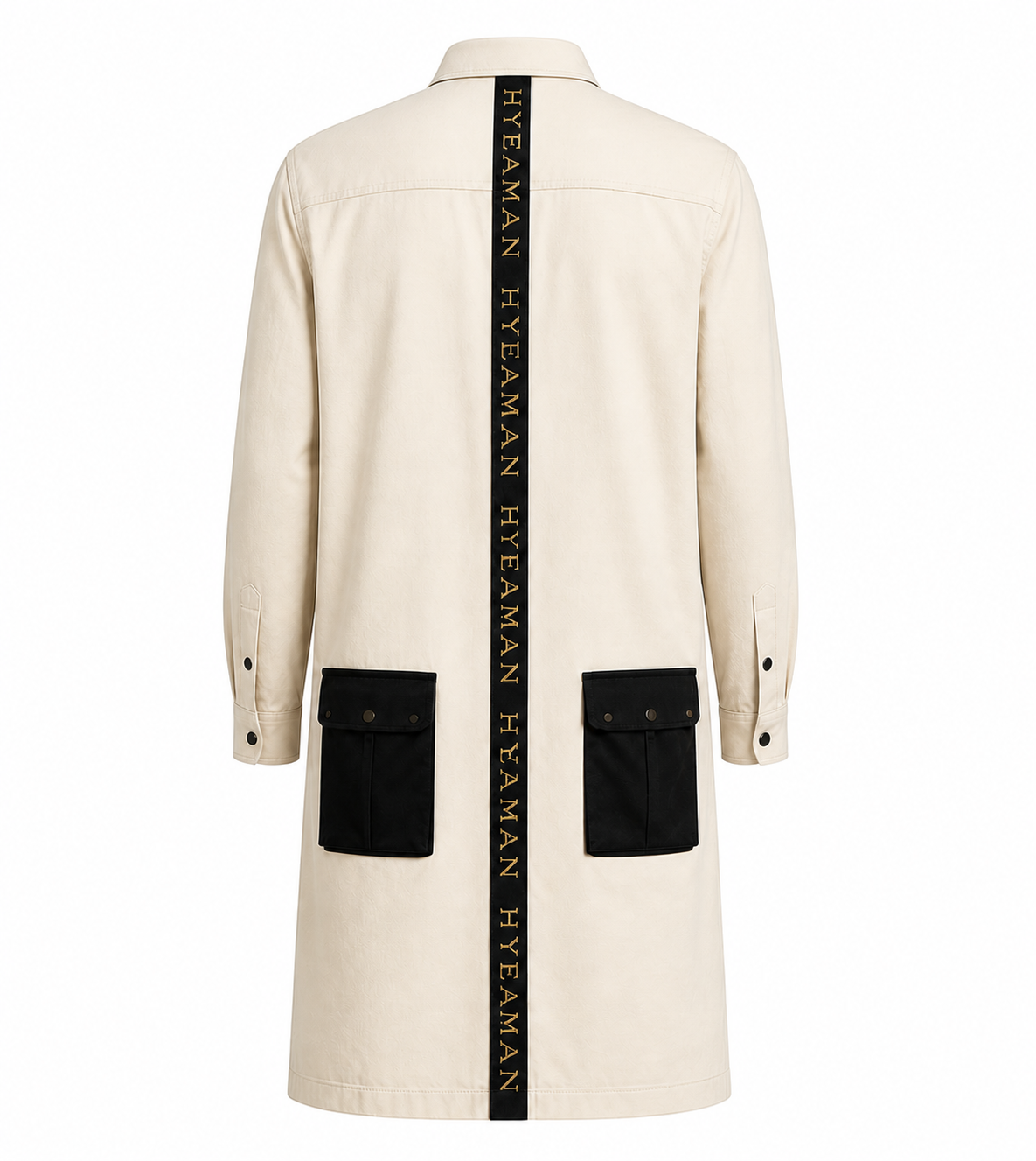 Mens Cream Utility Shirt Dress Back