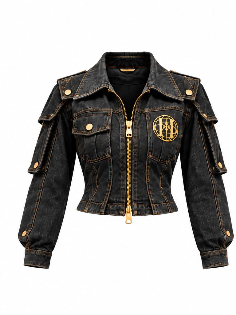 Black Denim Utility Jacket