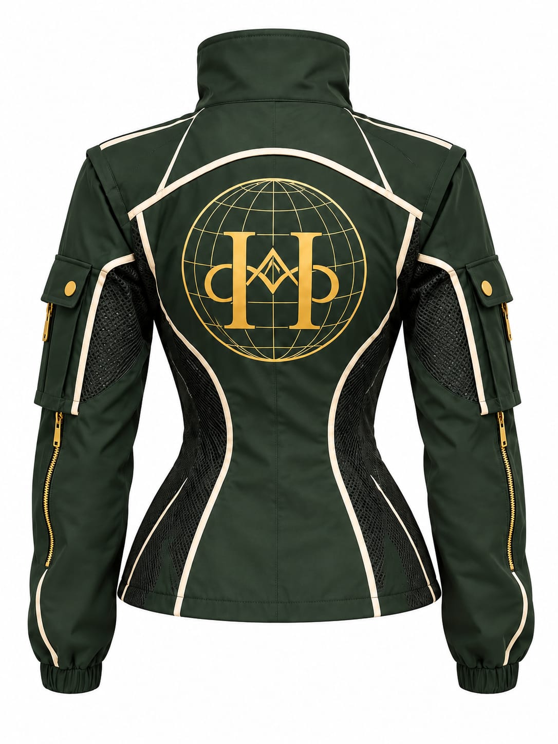 Green Track Cargo Jacket Back