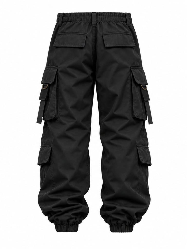 Black Bomber Cargo Pants Back