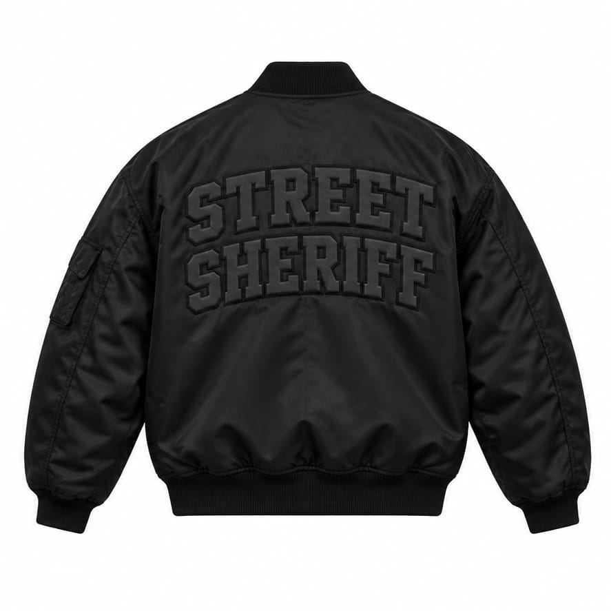 Black Bomber Jacket Back