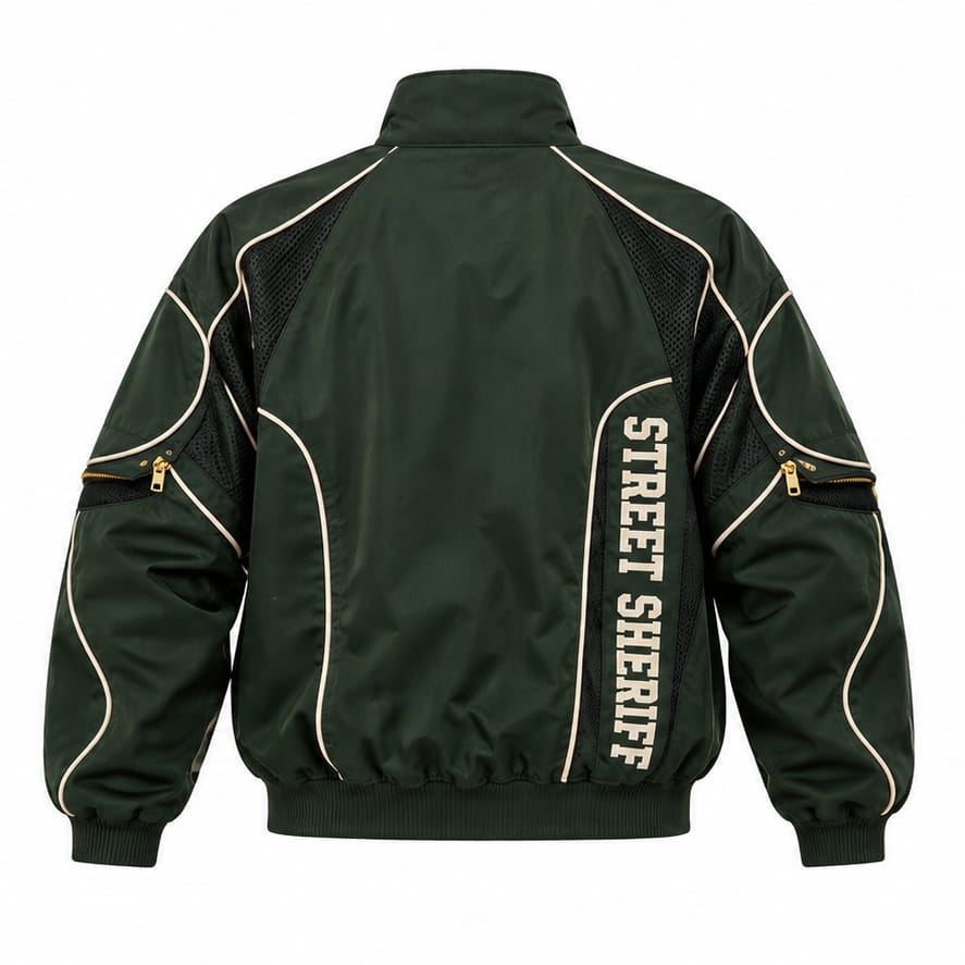 Green Track Cargo Jacket Back