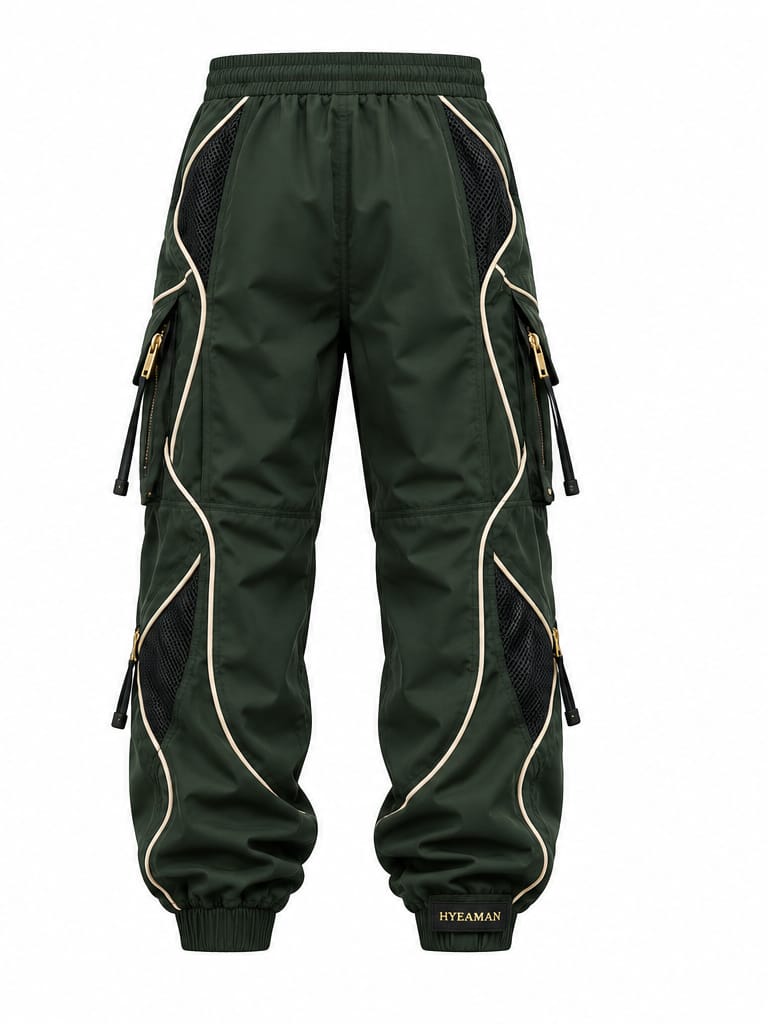 Green Track Cargo Pants Back