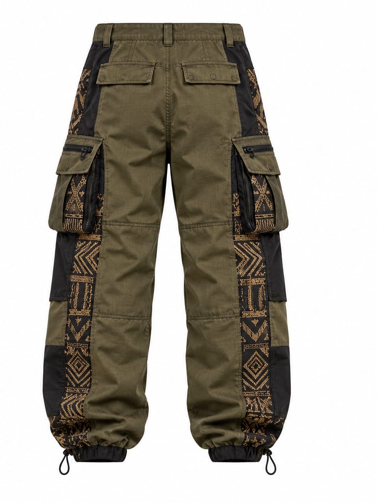 Olive Black Utility Cargo Pants Back