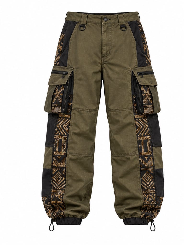 Olive Black Utility Cargo Pants