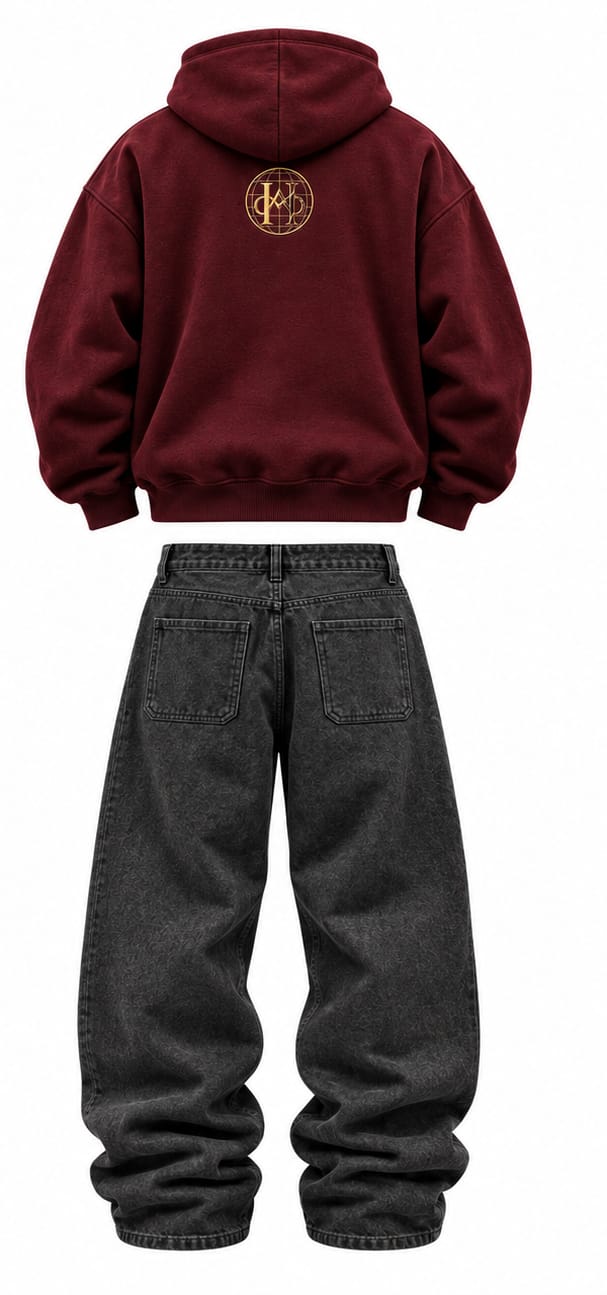 Burgundy Street Sheriff Hoodie Set Back