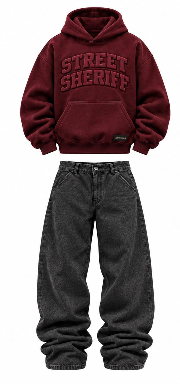 Burgundy Street Sheriff Hoodie Set