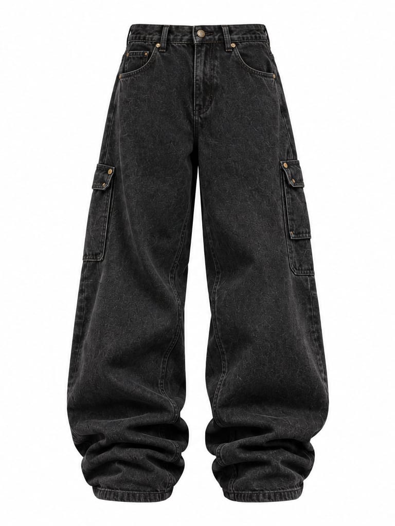 Washed Black Denim Pants