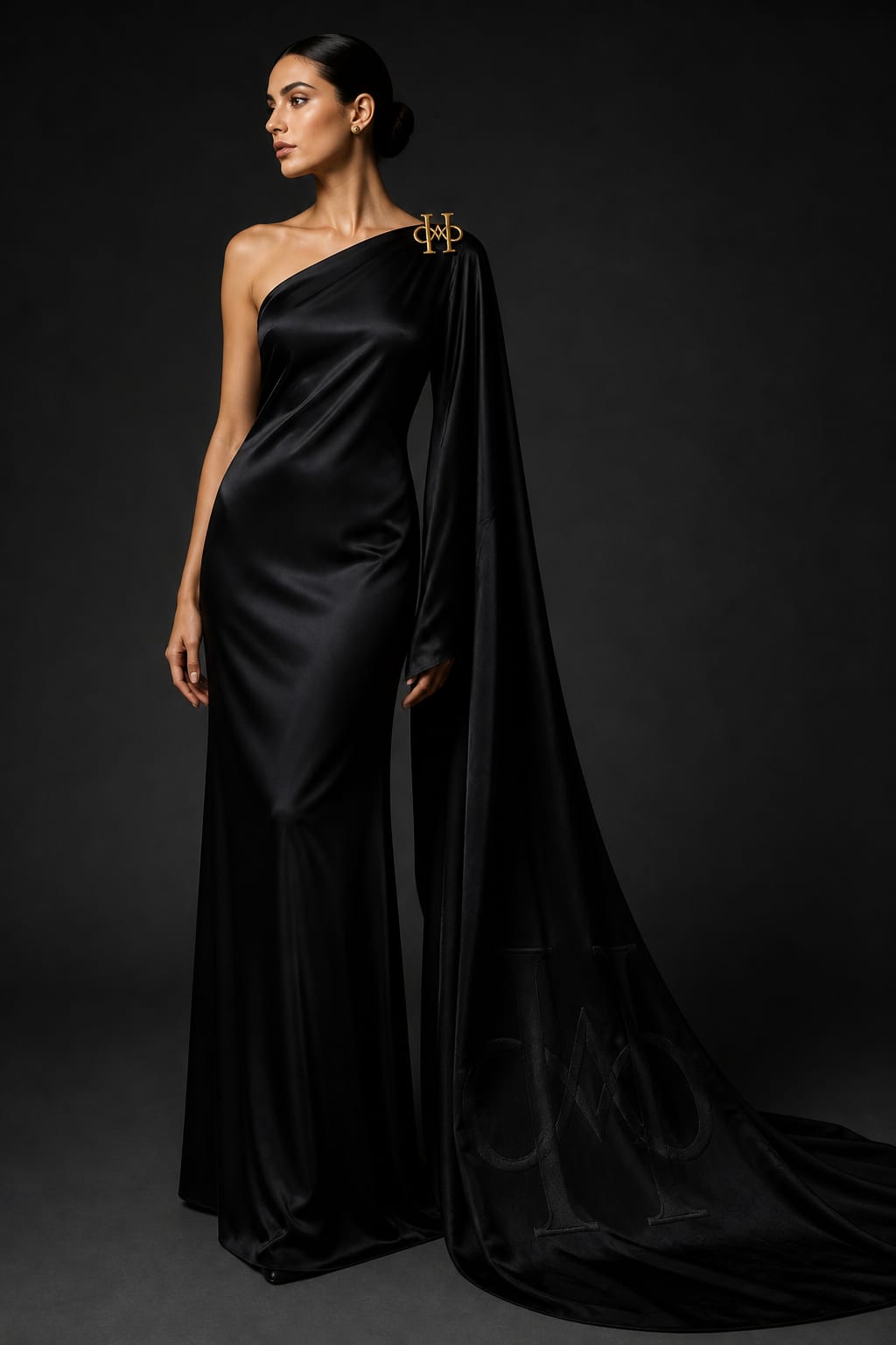 Black One-Shoulder Gown